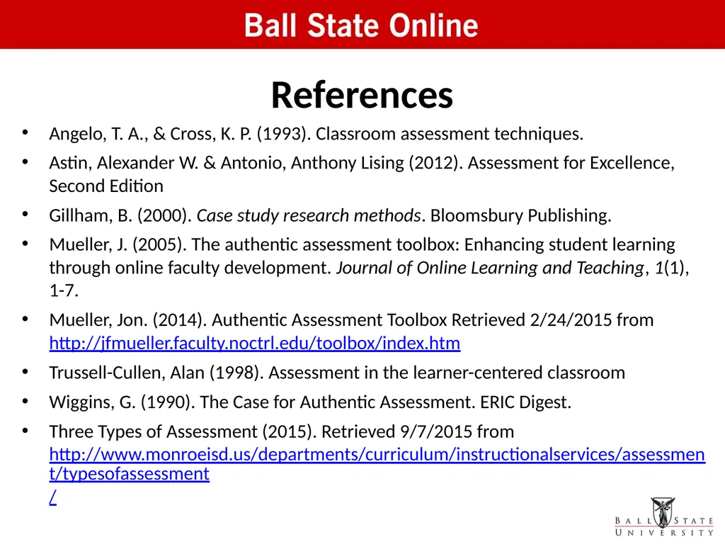 Assessment in the Classroom: Making it Work Online - slide 37 of 37