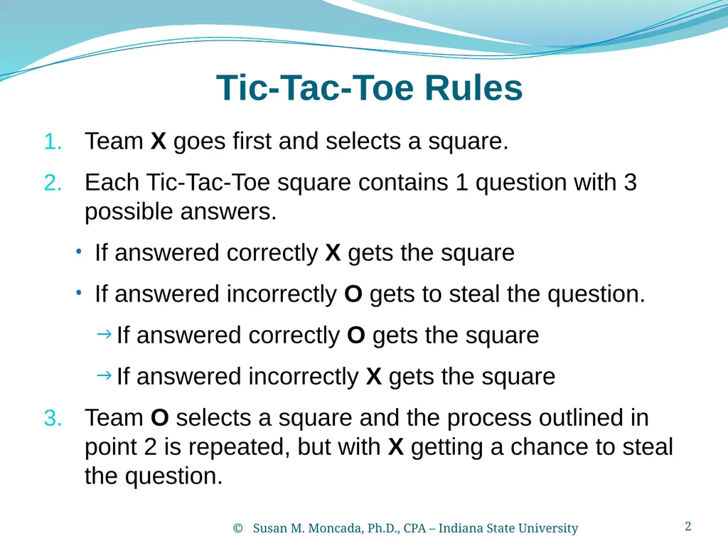 PowerPoint Tic-Tac-Toe Template Susan M. Moncada, - slide 2 of 22