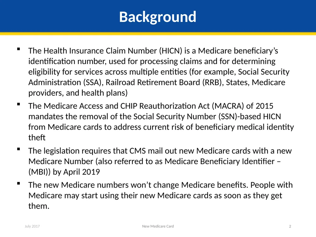 New Medicare Card Overview for Partners and - slide 2 of 19