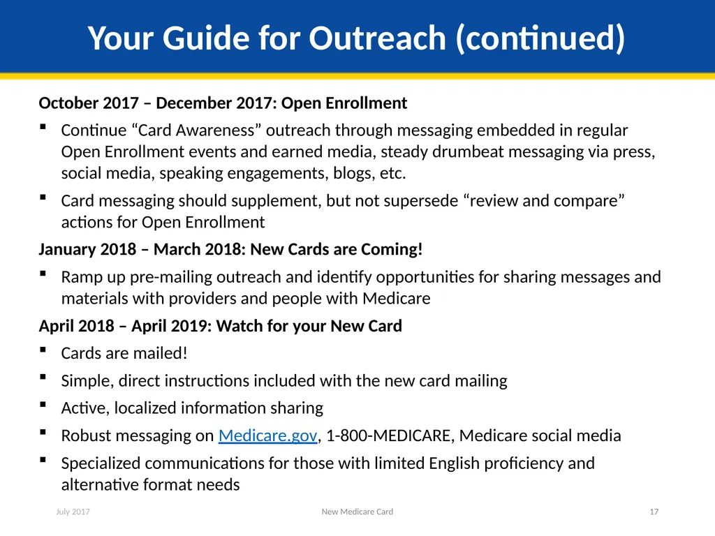 New Medicare Card Overview for Partners and - slide 17 of 19