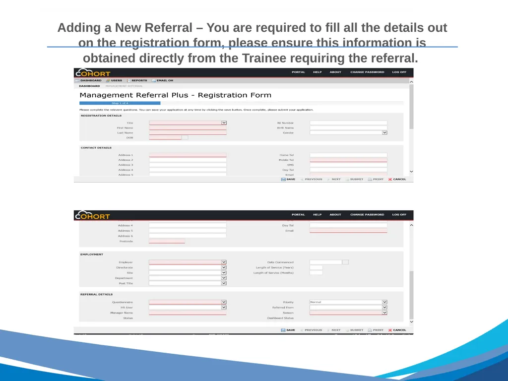 Cohort Training Management Referrals Introduction - slide 15 of 22