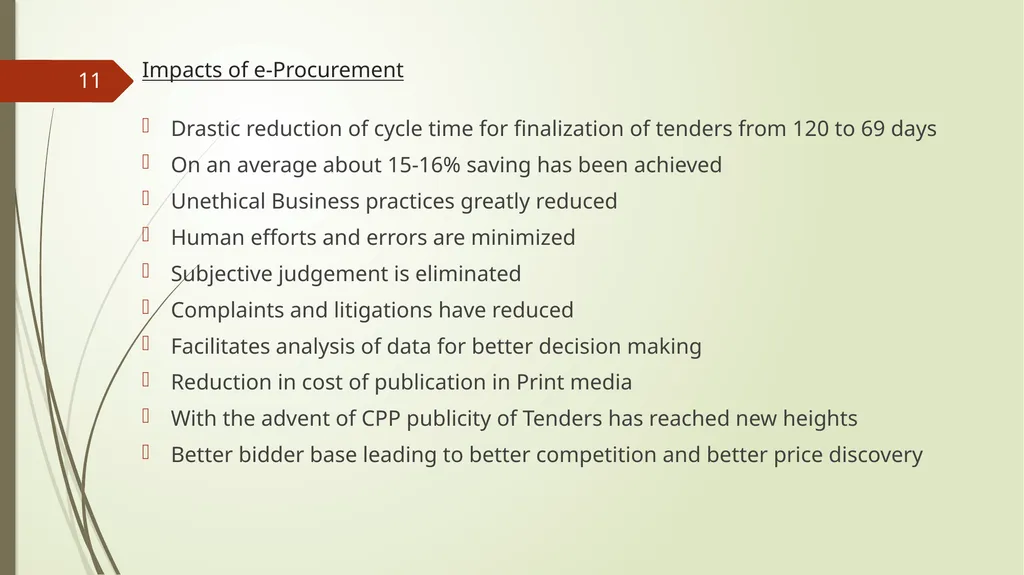 Successful Implementation of eProcurement system - slide 11 of 19