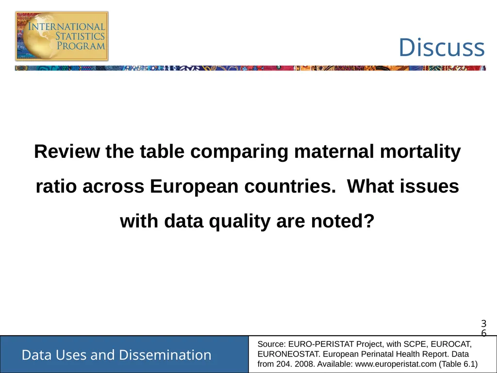 Data Uses and Dissemination These materials have - slide 36 of 53