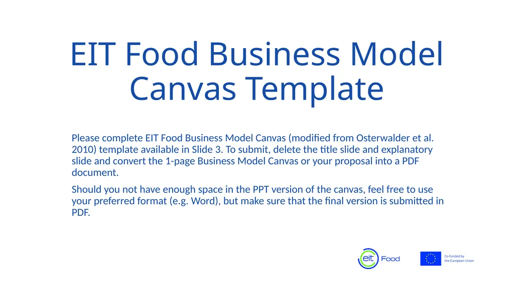 EIT Food Business Model Canvas Template Please - slide 1 of 3
