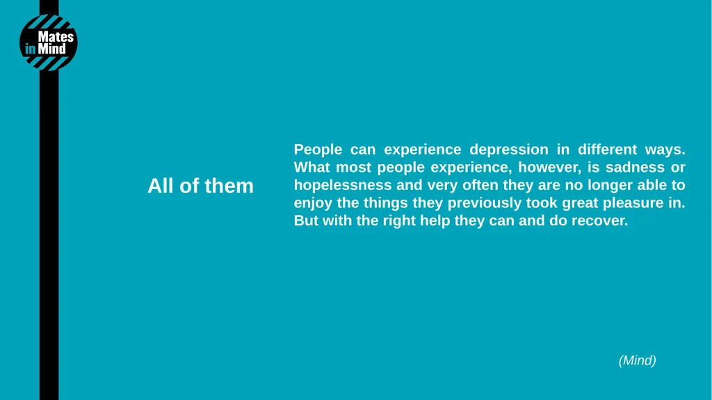 1 Mental Health Quiz 2 Mental health accounted for - slide 11 of 14