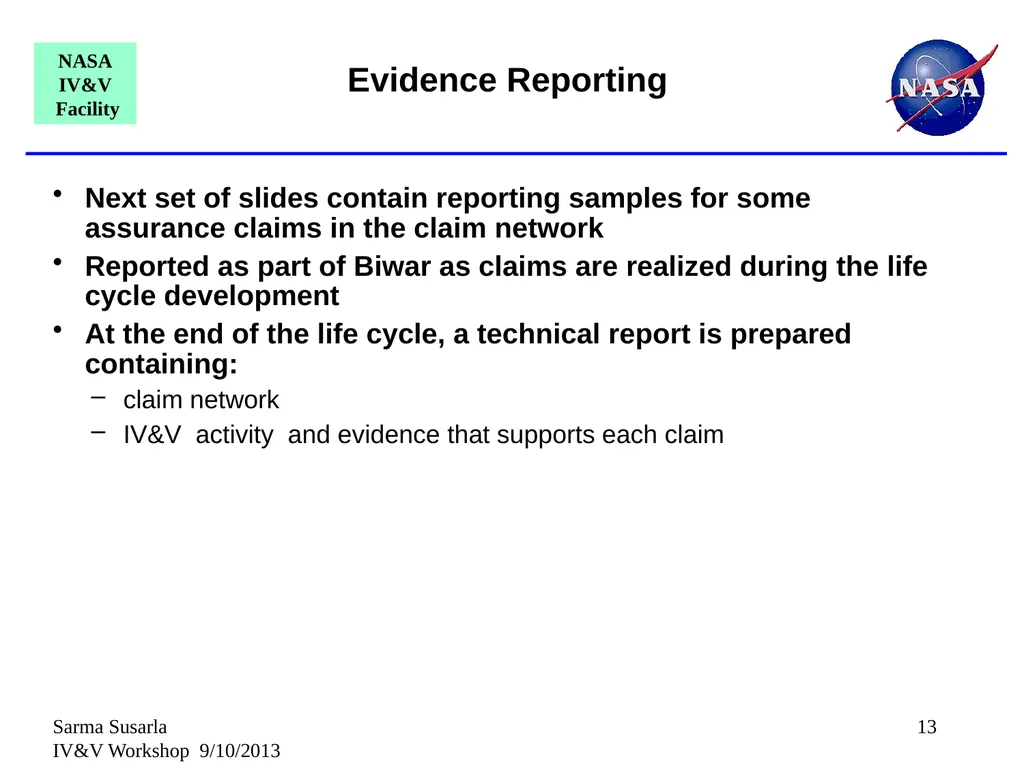 Assurance Cases for Software Releases in ISS - slide 13 of 25