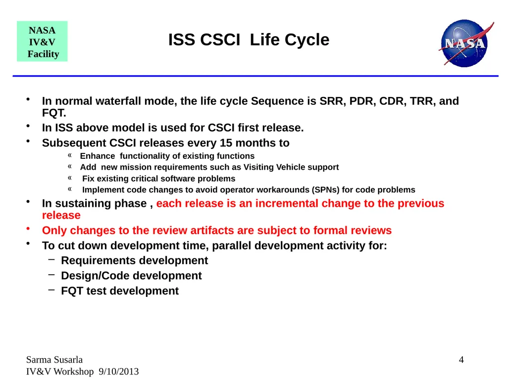 Assurance Cases for Software Releases in ISS - slide 4 of 25
