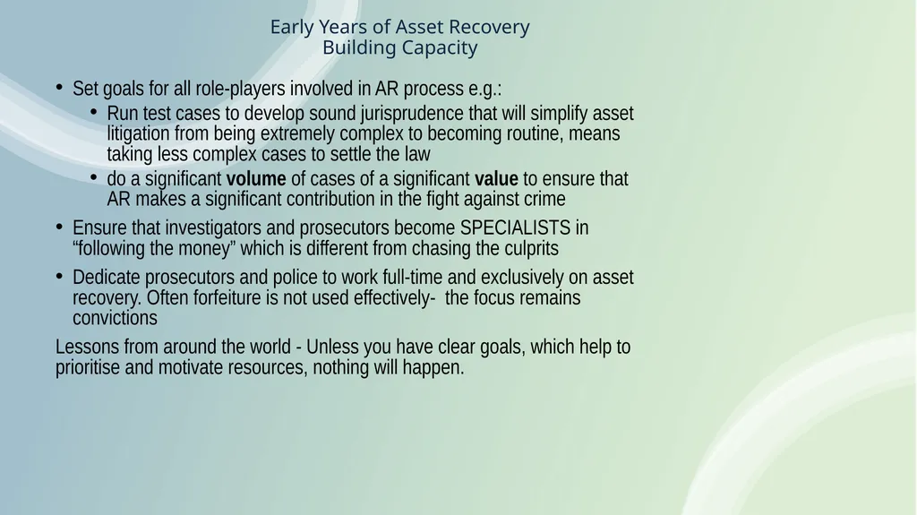Asset Recovery and Forfeiture in Africa Hermione - slide 7 of 39