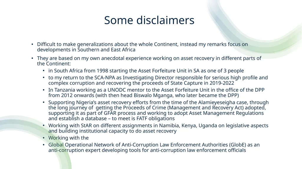 Asset Recovery and Forfeiture in Africa Hermione - slide 3 of 39