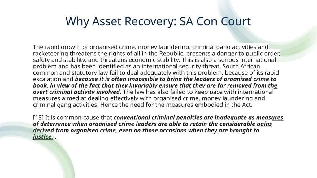 Asset Recovery and Forfeiture in Africa Hermione - slide 5 of 39