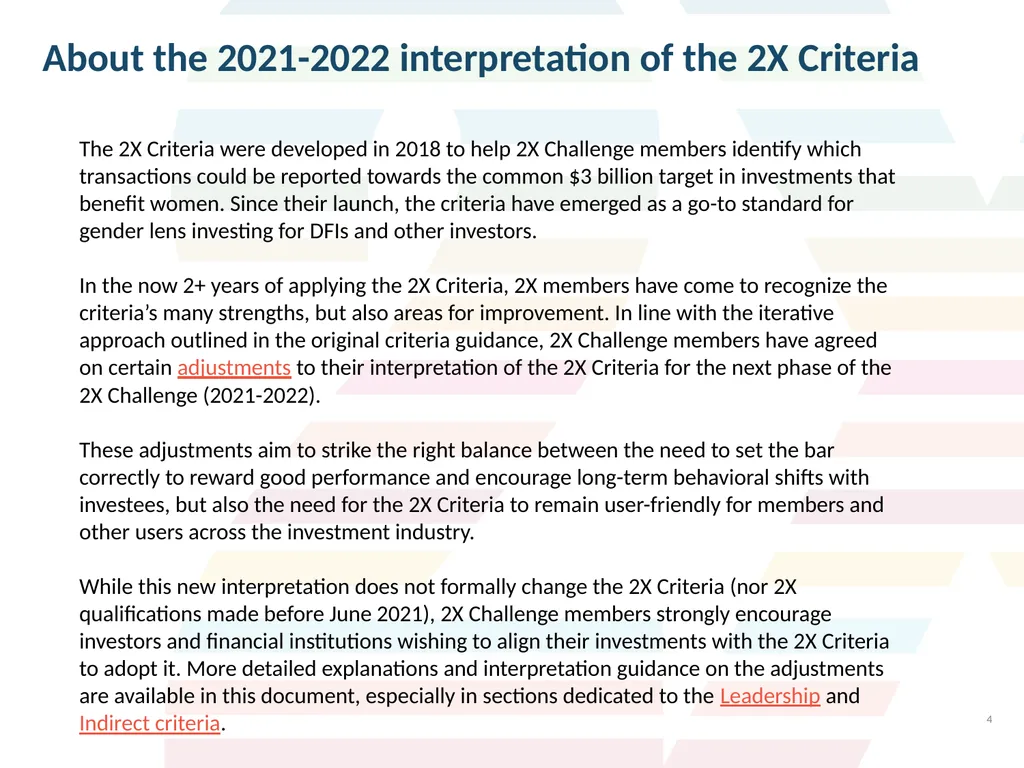 Guide to the 2X Criteria Version 2.0 June 2022 - slide 4 of 70