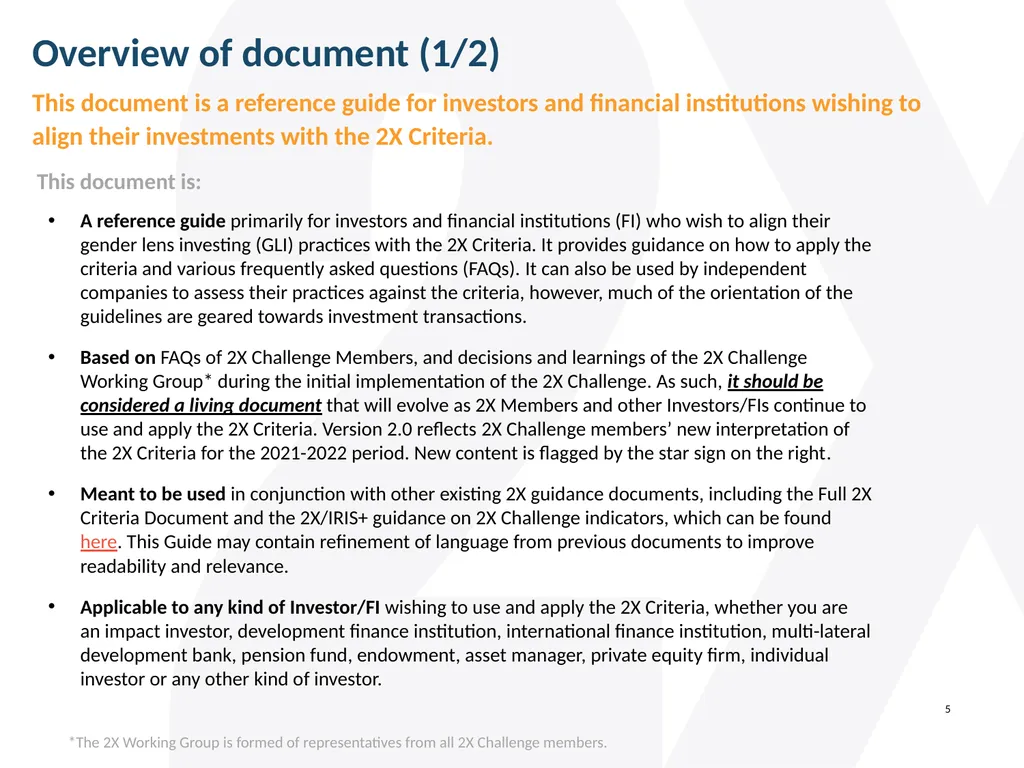 Guide to the 2X Criteria Version 2.0 June 2022 - slide 5 of 70