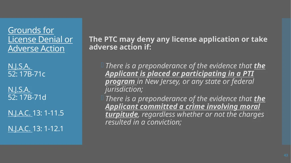 Law Enforcement Licensing AN OVERVIEW 1 SECTION I: - slide 43 of 76