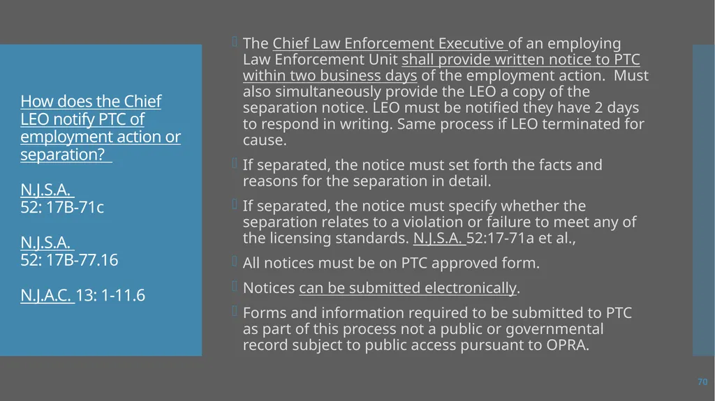 Law Enforcement Licensing AN OVERVIEW 1 SECTION I: - slide 70 of 76