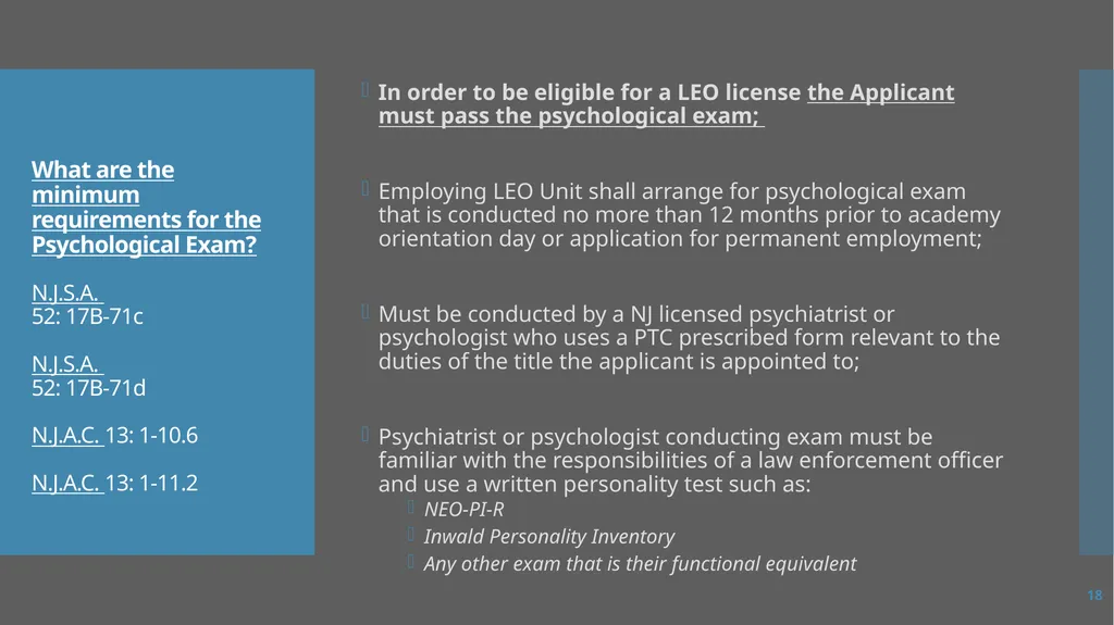Law Enforcement Licensing AN OVERVIEW 1 SECTION I: - slide 18 of 76