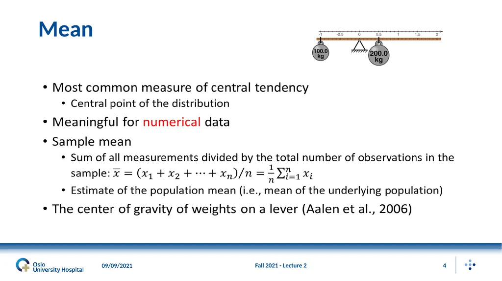 Fall 2021 - Lecture 2 1 Descriptive Statistics – - slide 4 of 20