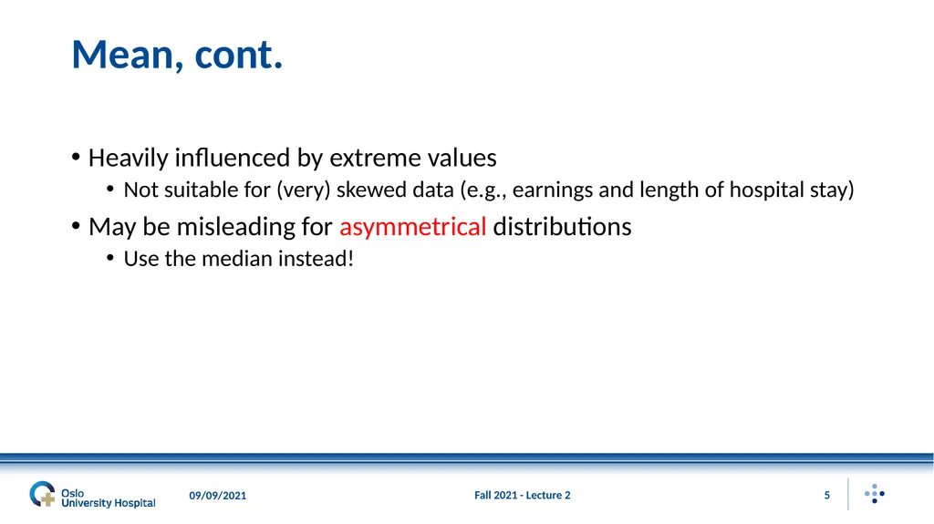Fall 2021 - Lecture 2 1 Descriptive Statistics – - slide 5 of 20