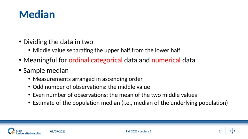 Fall 2021 - Lecture 2 1 Descriptive Statistics – - slide 6 of 20