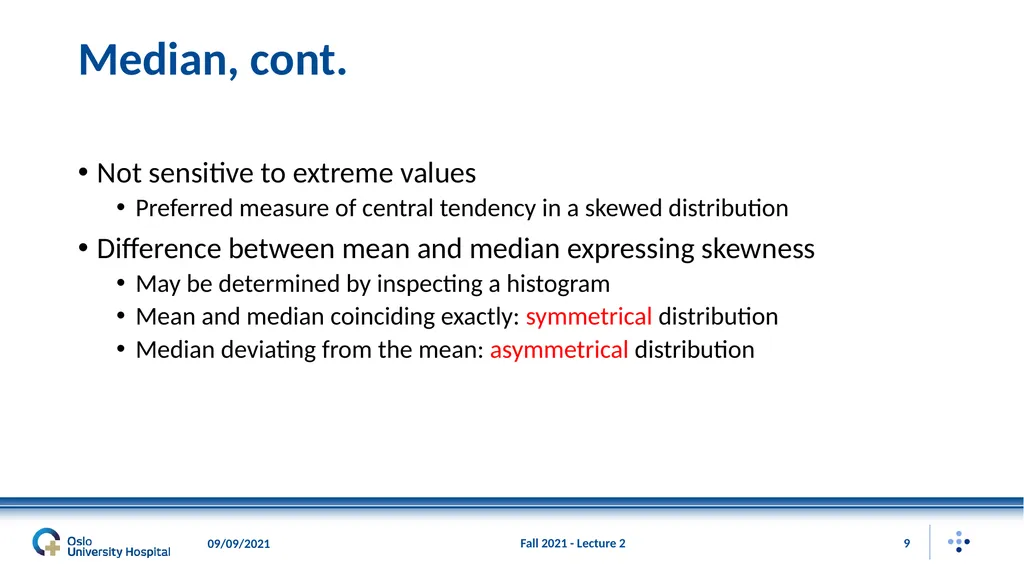 Fall 2021 - Lecture 2 1 Descriptive Statistics – - slide 9 of 20