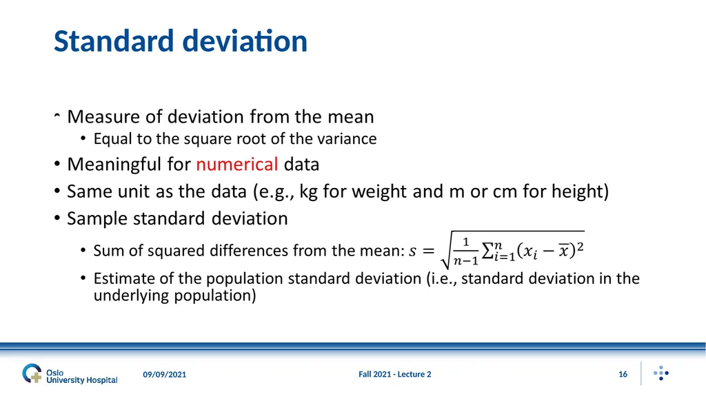 Fall 2021 - Lecture 2 1 Descriptive Statistics – - slide 16 of 20
