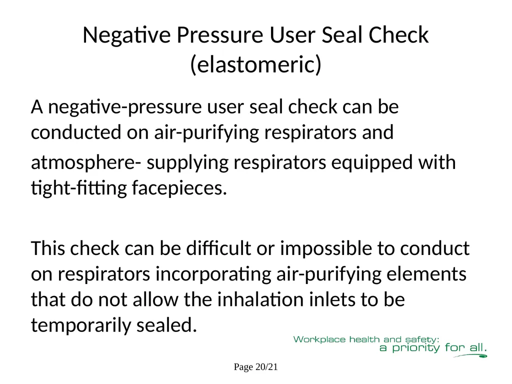 Respiratory Fit Testing Train the Trainer One part - slide 44 of 73