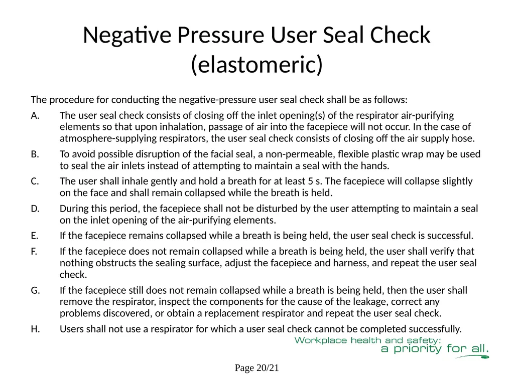 Respiratory Fit Testing Train the Trainer One part - slide 45 of 73
