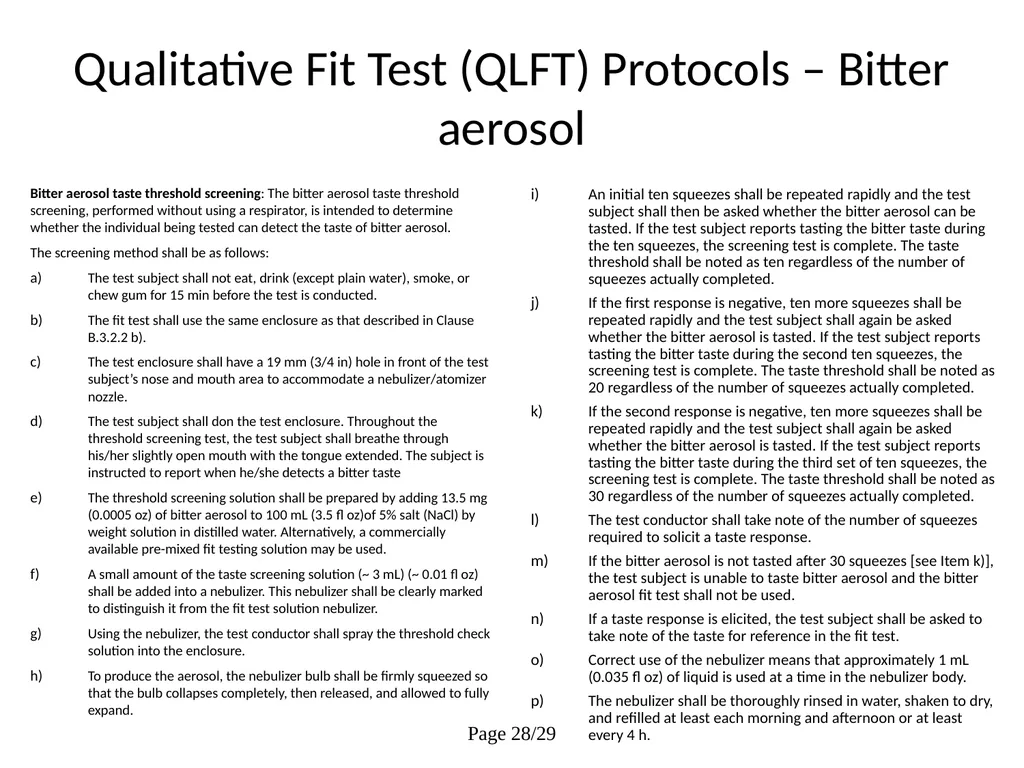 Respiratory Fit Testing Train the Trainer One part - slide 61 of 73