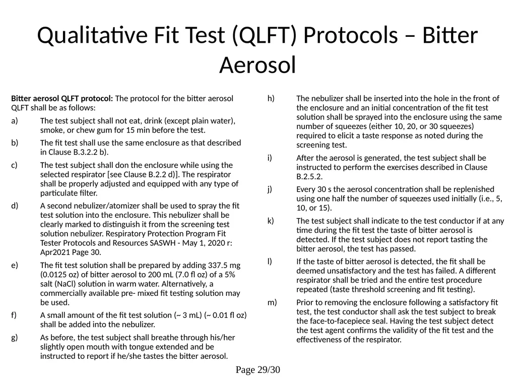 Respiratory Fit Testing Train the Trainer One part - slide 62 of 73