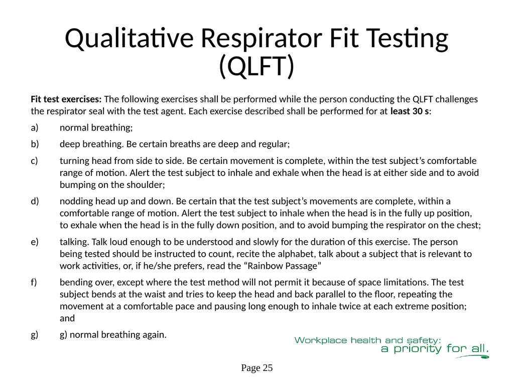 Respiratory Fit Testing Train the Trainer One part - slide 58 of 73