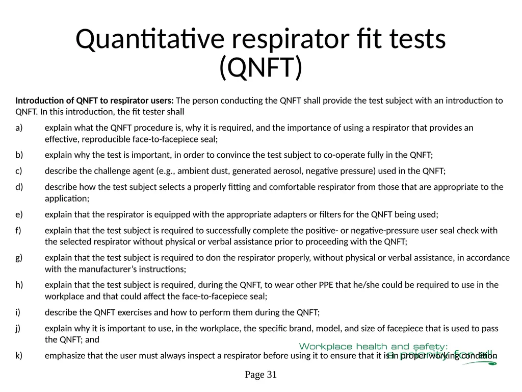 Respiratory Fit Testing Train the Trainer One part - slide 63 of 73