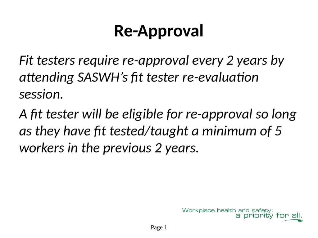 Respiratory Fit Testing Train the Trainer One part - slide 7 of 73
