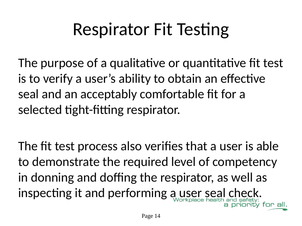 Respiratory Fit Testing Train the Trainer One part - slide 30 of 73