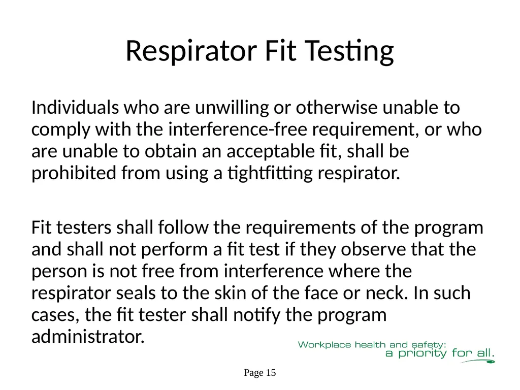 Respiratory Fit Testing Train the Trainer One part - slide 33 of 73