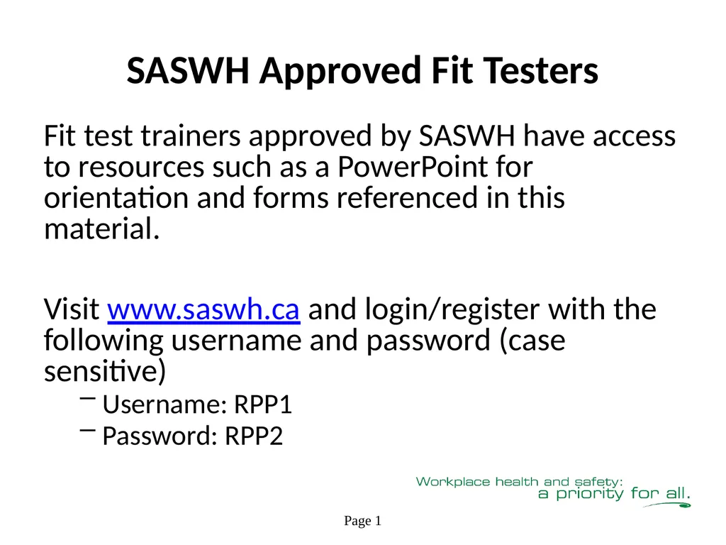 Respiratory Fit Testing Train the Trainer One part - slide 6 of 73