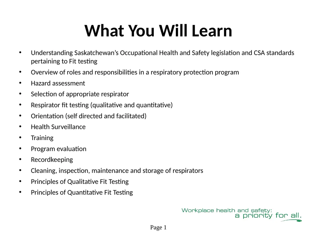Respiratory Fit Testing Train the Trainer One part - slide 5 of 73