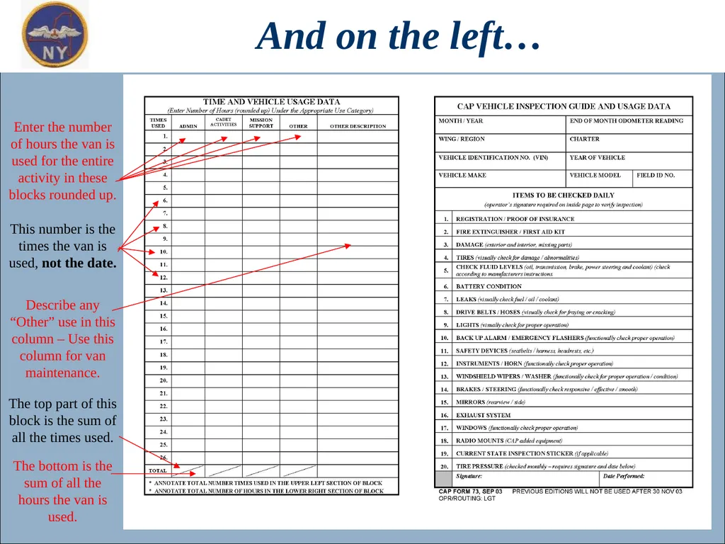 CAP OWNED VEHICLE (COV) ORIENTATION Prepared MAY - slide 30 of 43