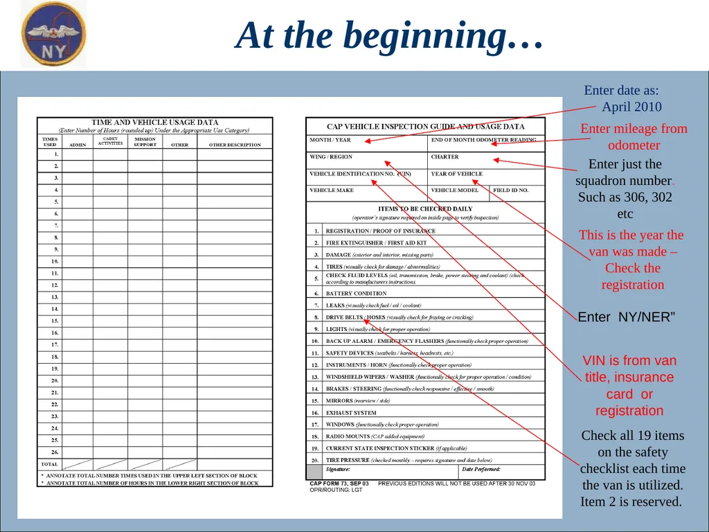 CAP OWNED VEHICLE (COV) ORIENTATION Prepared MAY - slide 28 of 43