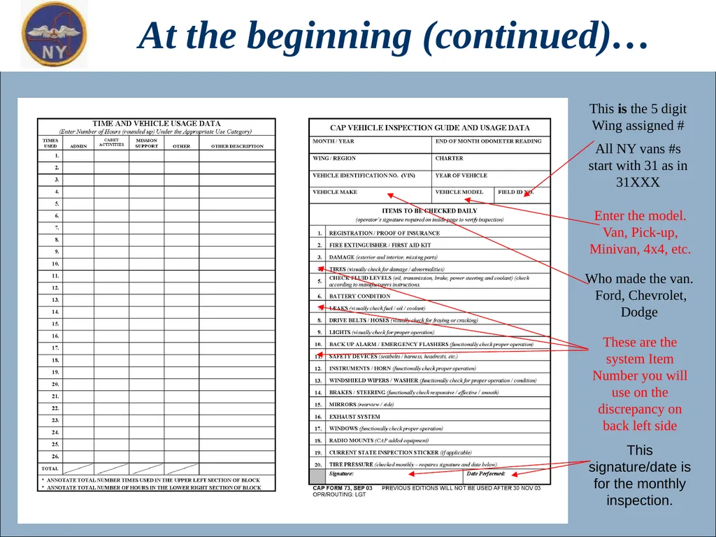 CAP OWNED VEHICLE (COV) ORIENTATION Prepared MAY - slide 29 of 43