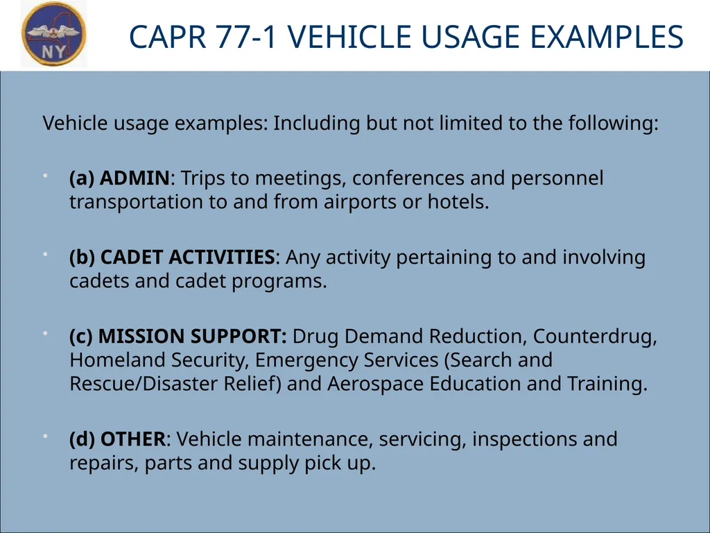 CAP OWNED VEHICLE (COV) ORIENTATION Prepared MAY - slide 34 of 43