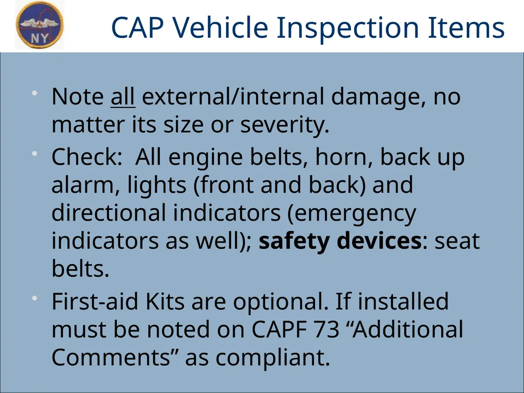 CAP OWNED VEHICLE (COV) ORIENTATION Prepared MAY - slide 23 of 43