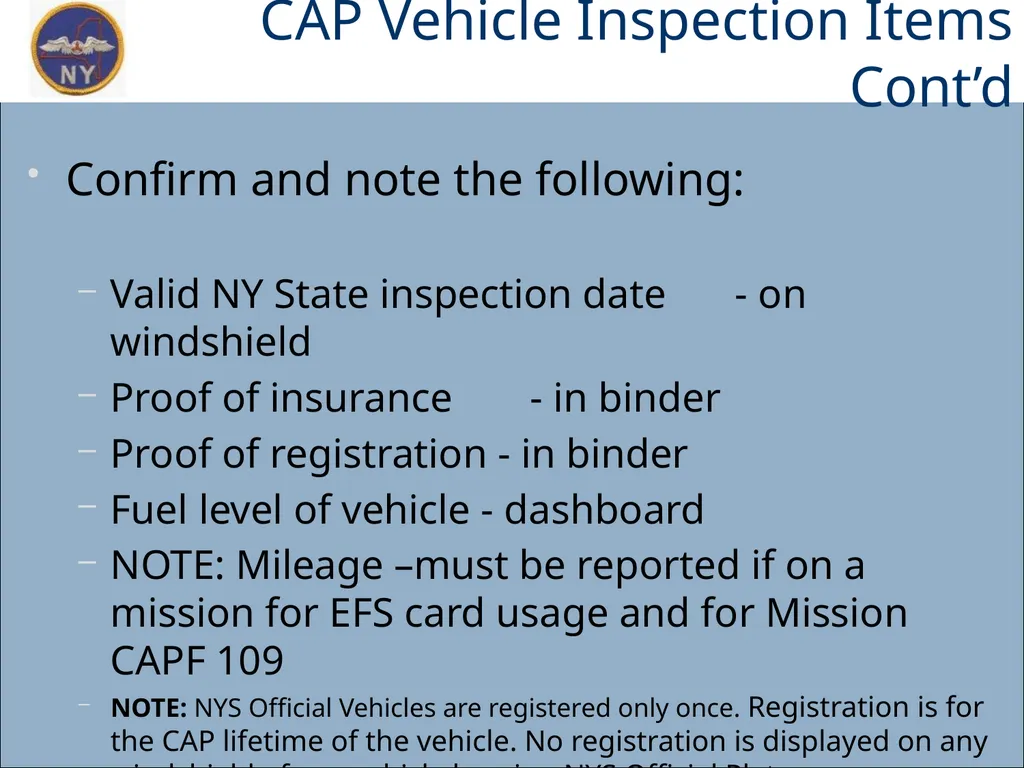 CAP OWNED VEHICLE (COV) ORIENTATION Prepared MAY - slide 25 of 43