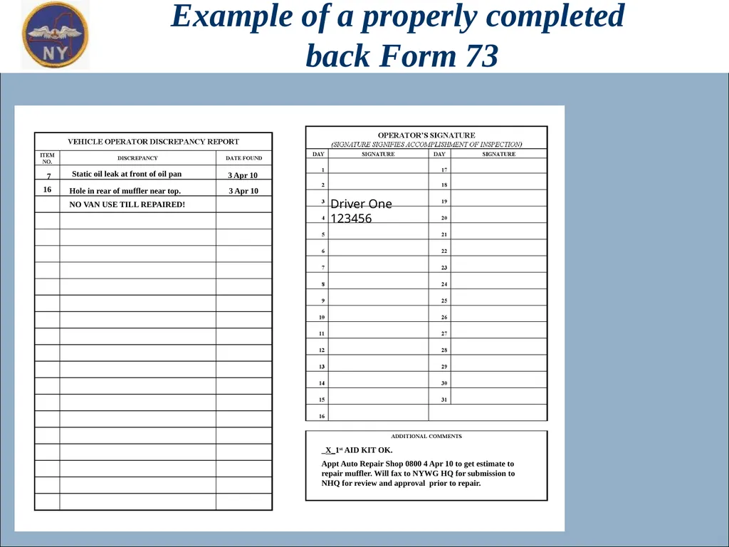 CAP OWNED VEHICLE (COV) ORIENTATION Prepared MAY - slide 35 of 43