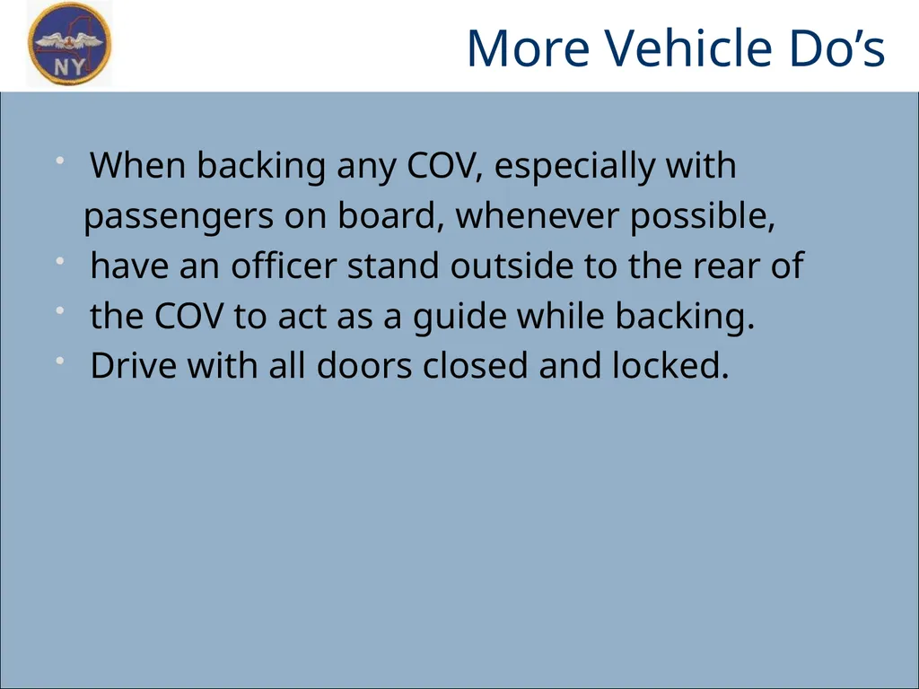 CAP OWNED VEHICLE (COV) ORIENTATION Prepared MAY - slide 37 of 43