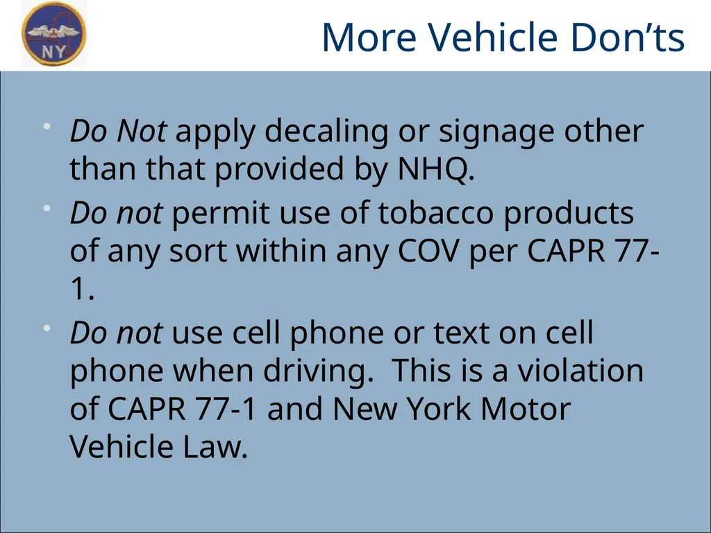 CAP OWNED VEHICLE (COV) ORIENTATION Prepared MAY - slide 39 of 43