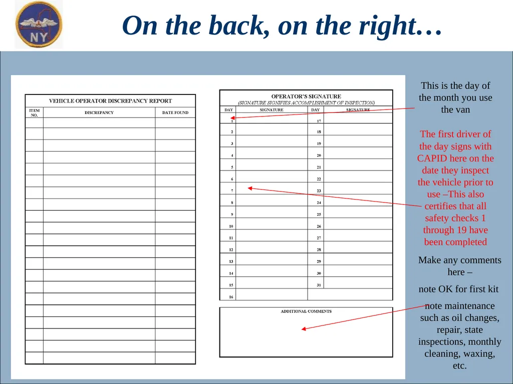 CAP OWNED VEHICLE (COV) ORIENTATION Prepared MAY - slide 31 of 43