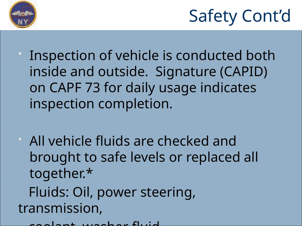 CAP OWNED VEHICLE (COV) ORIENTATION Prepared MAY - slide 22 of 43