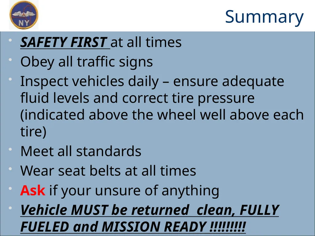 CAP OWNED VEHICLE (COV) ORIENTATION Prepared MAY - slide 42 of 43