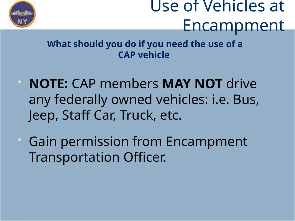 CAP OWNED VEHICLE (COV) ORIENTATION Prepared MAY - slide 19 of 43