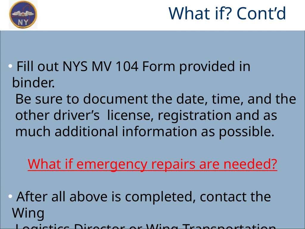 CAP OWNED VEHICLE (COV) ORIENTATION Prepared MAY - slide 41 of 43