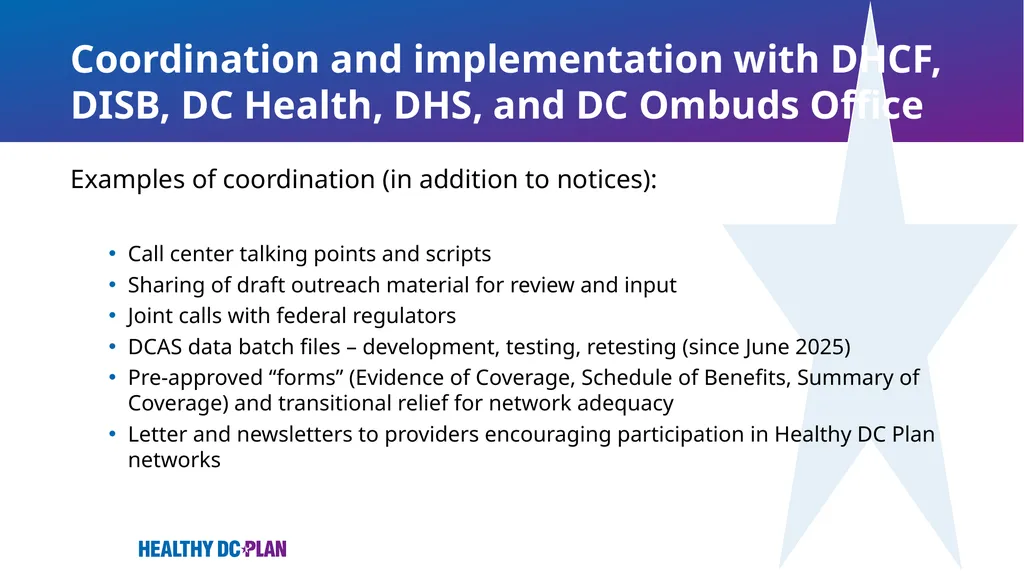 Implementation of Healthy DC Plan DC Health - slide 14 of 18